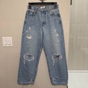 Forever21 Medium-High Waisted Wide Leg Jeans with Distressing size 24.